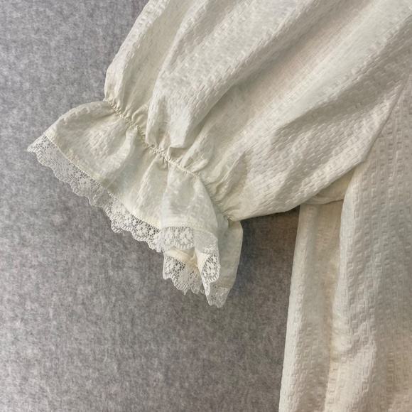 Vintage Square Dancing Top 48" Bust Lace Puff Sleeve Elastic Neck Traditional - Picture 3 of 6